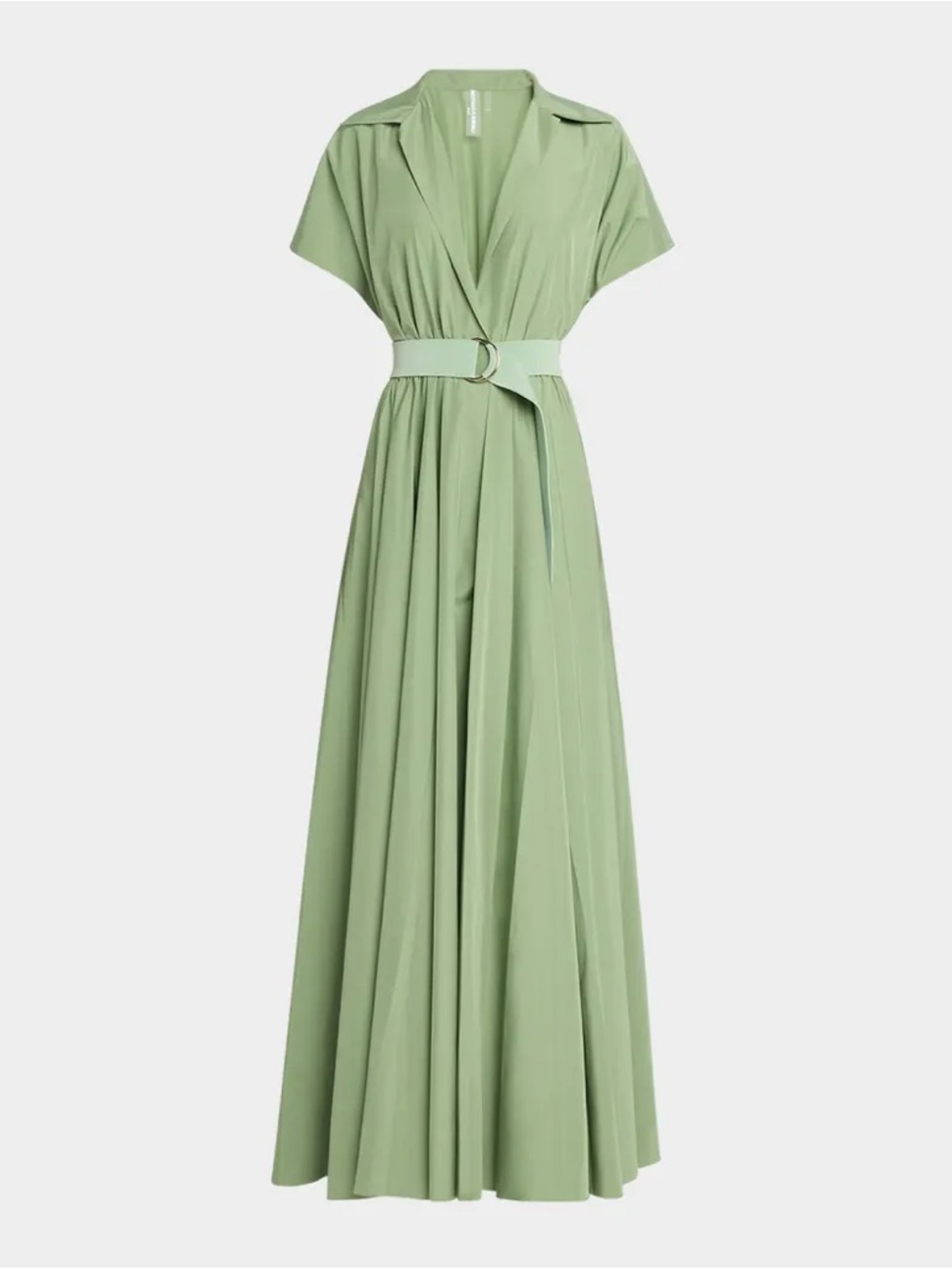 Relaxed Vintage Green Maxi Dress with Belt